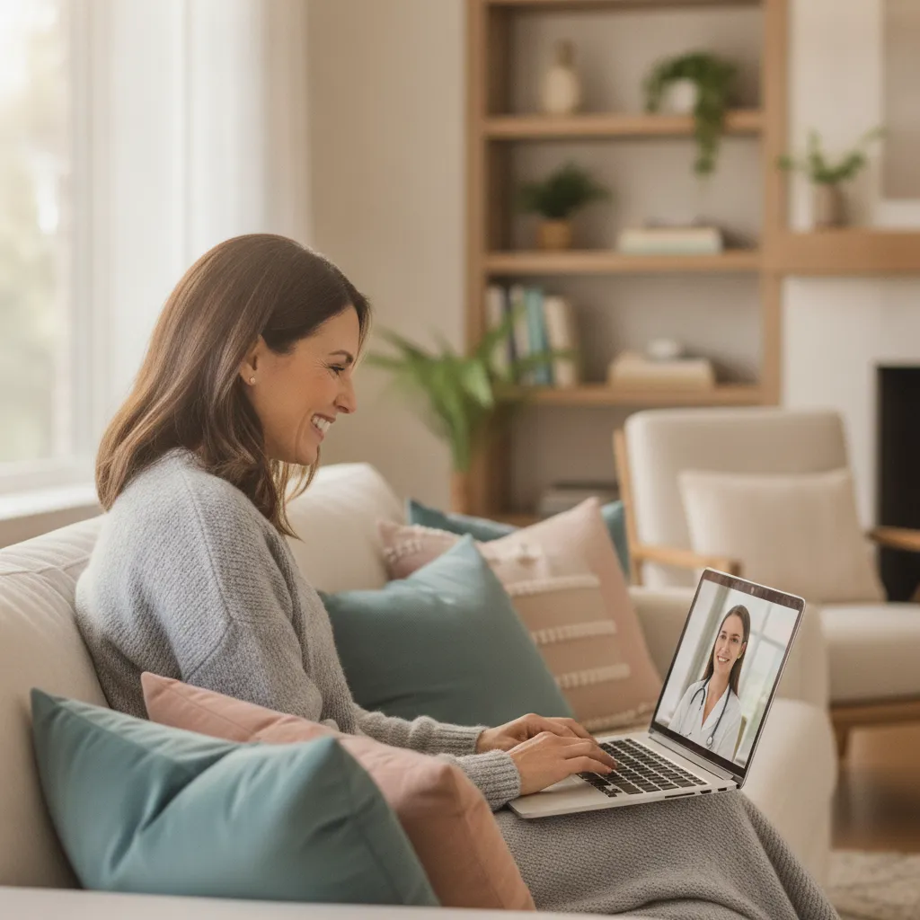 Woman having a telehealth consultation